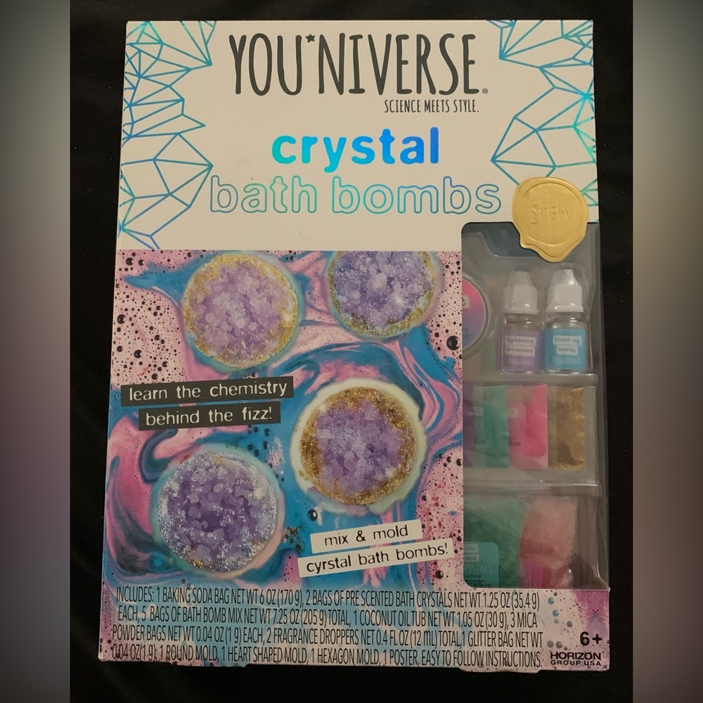 Fun and colorful make your own crystal bath bombs kit